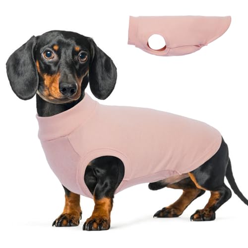 Image of Warm Fleece Dachshund Clothes for Medium Dogs, Pink, XL | Soft dachshund sweater for Long-Body Dogs, Lightweight Pullover Vest for Indoor Daily Wear
