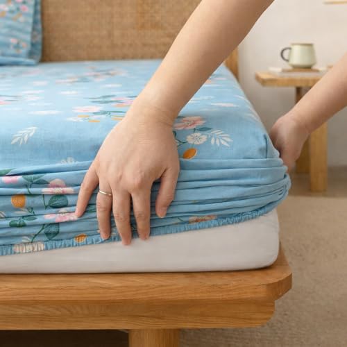 Image of AAZEEM Microfibre Double Bedsheet 100% Microfibre Full Size Sheets Set, Soft & Comfy Thick Full Fitted Bed Sheets Set, Machine wash | Sky Blue |Bedsheet Size -90 X 100 Inches Pillow 17 X 27 Inches |