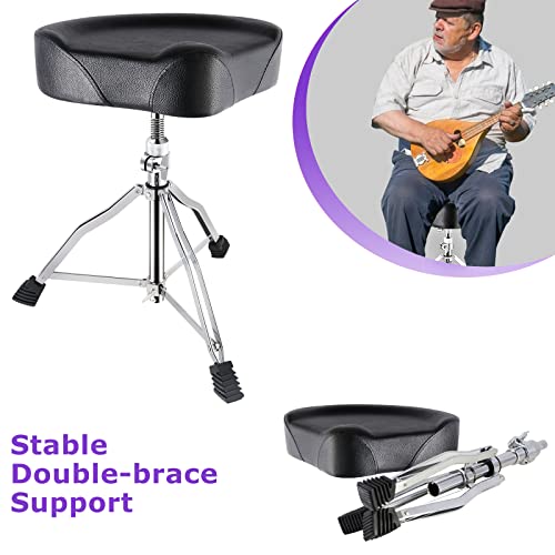 Image of EastRock Universal Drum Throne,Padded Drum Seat Rotatable Height Adjustable drumming Stools with Anti-Slip Feet for Adults and Kids Black (Black-H)