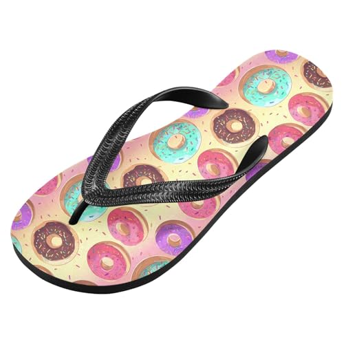 ALAZA Colorful Doughnut Flip Flops for Women Fashion Beach Slippers Comfort Mens Flip Flops Non-Slip Rubber Shower Slippers Sandal for Hotel Travel Sport,XS2