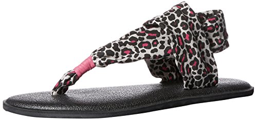 Sanuk Kids Yoga Sling Burst Flip Flop (Toddler/Little Kid/Big Kid), Black/Fuchsia Cheetah, 6/7 M US Big Kid Cover