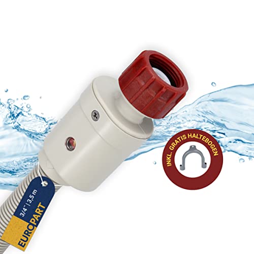 Europart 10071957 Zulaufschlauch Warmwasser 3,5m 3/4 90°C mit Aquastop Sicherheitsventil Universal für Waschmaschine Geschirrspüler