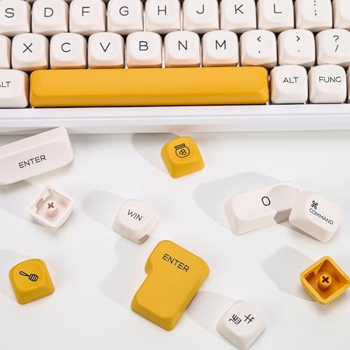 Image of KBDiy Honey Milk KOA Profile Keycaps Set,Dye-Sublimation PBT Yellow Cute Custom Keyboard Keycap,138 Key Cap Set for Cherry Gateron MX Switches Mechanical Keyboards
