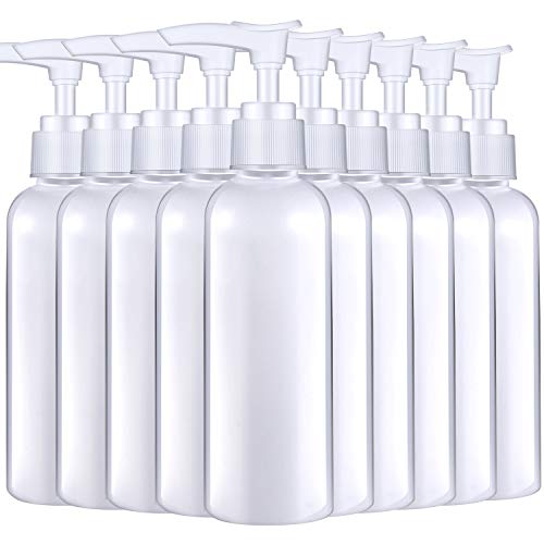 10 Pieces 100 ml Plastic Empty Bottles Empty Shampoo Pump Bottles Lotion Pump Bottles for Travel Outdoor Camping Business Trip (White)
