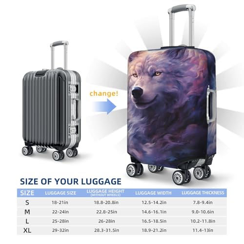 Colorful Galaxy Wolf Print Suitcase Covers Protectors, Luggage Covers For 18~32" Suitcase, Accessories Washable Elastic Luggage Protective Cover4