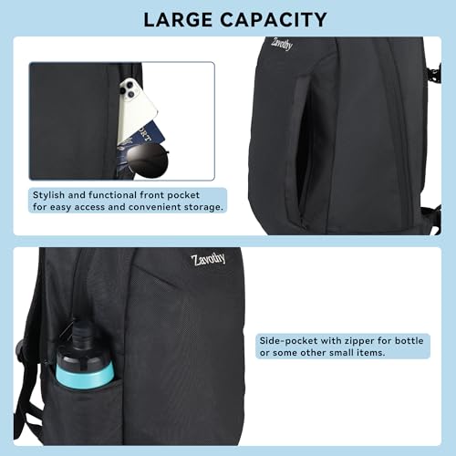 Zavothy Lightweight School Bag with Laptop Compartment, 15.6 inch Business Computer Backpack, Water-Resistant Small Daypack for Women and Men - Black4
