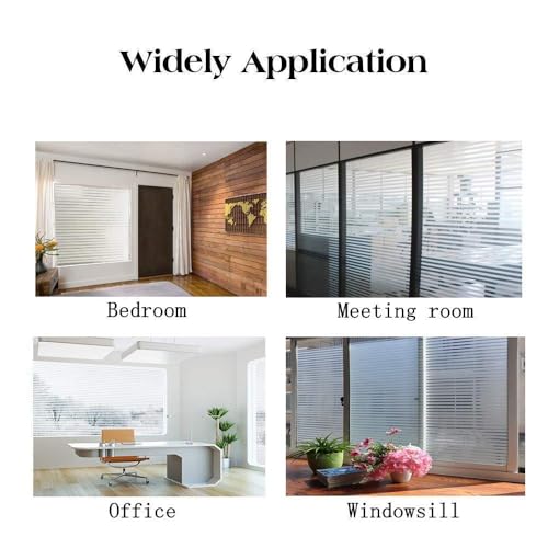 Image of ELTON Privacy Window Film Self Adhesive Decorative Film For Bathroom Door Window Heat Control Anti Uv 16 X 72 Inches (Straight Line) Vinyl, White