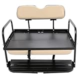 ECOTRIC Golf Cart Rear Seat Kit Compatible with Pre-1994 EZGO Marathon Models Flip-Folding Steel Frame Upgrade Tan Leather Look