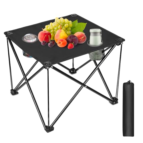 TeqHome Portable Camping Table with Cup Holders & Carry Bag