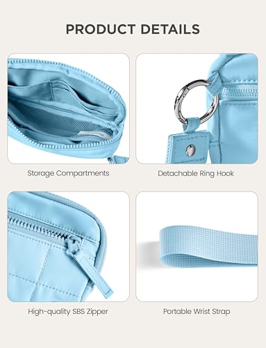 Image of Uselike Womens Wallet Card Holder Purse with Zipper Quilted Phone Wallet RFID Blocking Small Wristlet Wallets for Everyday, Travel (Pastel Blue)