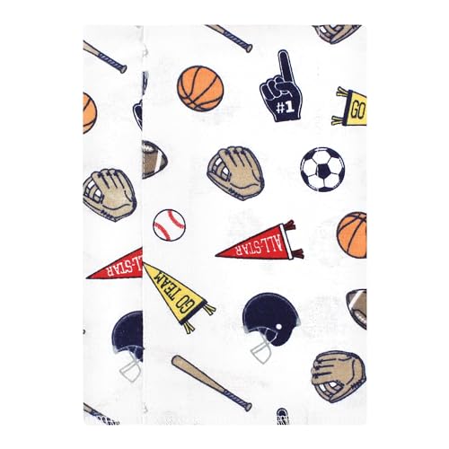 Image of Hudson Baby Unisex Baby Cotton Poly Flannel Burp Cloths, Sports Fan 7 Pack, One Size