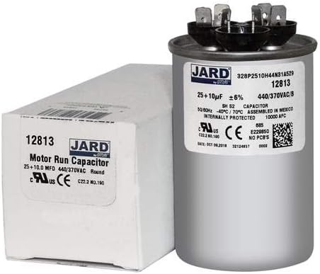 Motor Dual Run Capacitor Round 25 10 uf MFD 440 Volt VAC 12813
