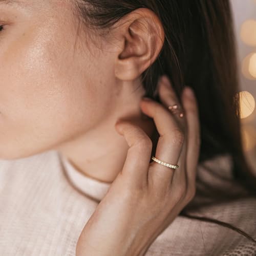 2.2mm Full Eternity Wedding Band for Women Cubic Zirconia Diamond Stackable Rings Symbol of Eternal Love 14K Gold Dainty Rings Gifts for Women 5-93