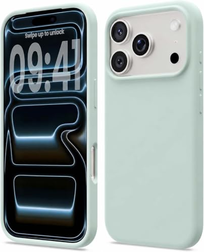 Image of DIZORO Compatible with iPhone 17 Pro Max / 18 Pro Max Case, Liquid Silicone 3 Layers Full Covered Soft Gel Rubber Phone Case,Shockproof Protective Cover with Anti-Scratch Microfiber Lining- Mint