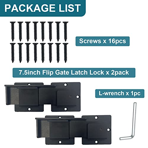 Ganggend Upgraded 2Pack 7.5" Flip Gate Latch Lock With Padlock Holes, Heavy Duty Adjustable Door Latch For Sliding And Swing Open Door, Outdoor Gate, Wooden Fence, Barn Door, Shed, Garage, Vinyl Fence #TOP5