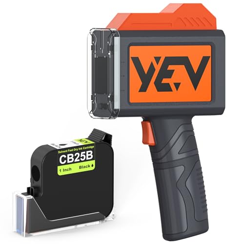 Image of YEV 1.0 Inch Handheld Inkiet Printer V254 Newly Enhanced 16-Hour Continuous Printing 5 Wheel Support for Printing Batch Numbers, Logos, Barcodes, and QR Codes on Diverse Materials (Orange)
