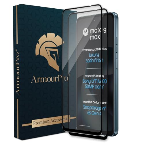 Image of ArmourPro Tempered Glass for Motorola G Max - 9H Anti Scratch Screen Protector, Edge to Edge Coverage, HD Clarity, Smooth Touch, Case Friendly | Black, Pack of 2