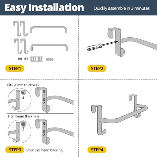 Miniatura 7 de Sayayo Toallero Colgante De 2 Piezas, Colgador Trapos Cocina De 29 Cm Con 2 Ganchos, Toallero Blanco Para Puertas De Baño Colgador Toalla Baño De Metal Para Cocina Y Armario