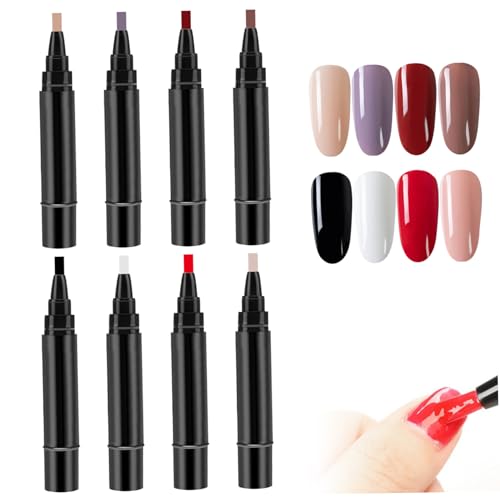 Bolígrafos de esmalte de uñas, 8 unidades/juego de 8 colores 3 en 1, 5 ml, bolígrafo de gel de uñas de un solo paso para mujeres y niñas, manicura, pedicura, bolígrafos de barniz de uñas para el hogar