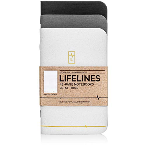 ARDOUR VAN Lifelines Small Pocket Dotted Notebook Gold Line | Mini Journal for to-Do Lists, Memos, Sketches | Numbered Dot Grid Pages 3.5 x 5.5 inches (Pack of 3)