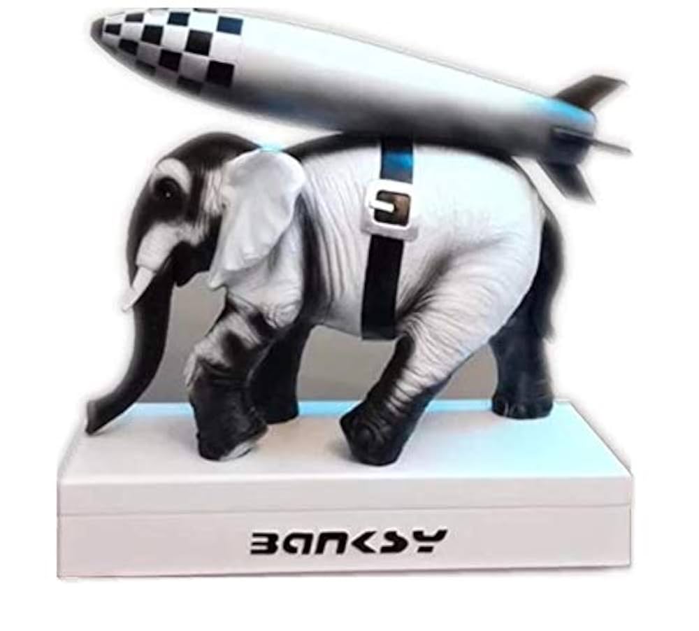 34 X 16X 35CM Luxurious Elephants War Banksy Polystone