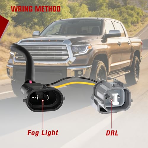 Image of Nilight LED Fog Light Assembly Compatible with 2014 2015 2016 2017 2018 2019 2020 2021 Toyota Tundra Fog Lamps with DRL Clear Lens Driver and Passenger Side