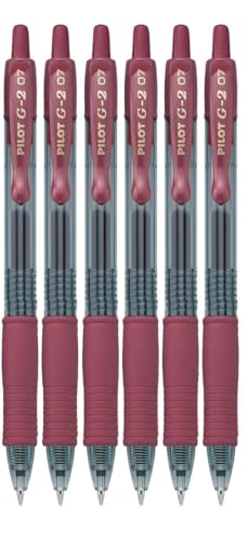 Bolígrafos retráctiles con tinta gel premium G2 color burdeos 6 unidades miniatura 1