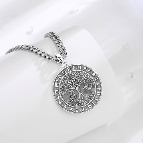 INFUSEU 925 Sterling Silver Compass Viking Necklaces for Men Women2