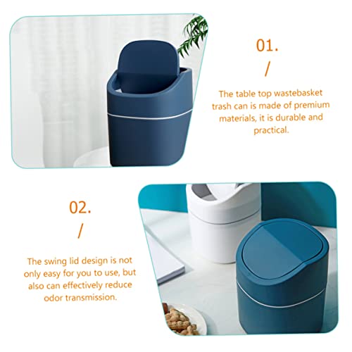 Mini basurero pequeño rectangular para escritorio azul miniatura 2