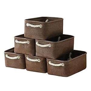 TheWarmHome Storage Basket for Organizing - 12x8x5 inch Small 6 Pack Collapsible Storage Bin for Shelves with Handles, Canves Storage Box for Cloth Closet Organizer Gift Toy (Brown) TheWarmHome Storage Basket for Organizing 12x8x5 inch Small 6 Pack Collapsible Storage Bin for Shelves with Handles Canves Storage Box for Cloth Closet Organizer Gift Toy Brown