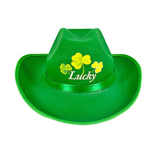 Generisch St Patrick's Day Party Performance Requisiten Irish Happy Day Print - Sombrero de cubo estampado con flores, verde, Talla única