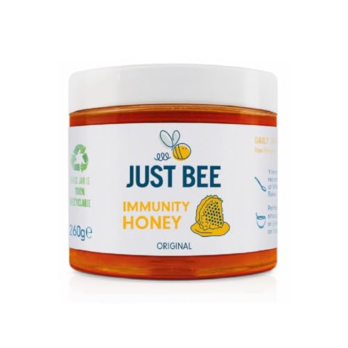 Just Bee Immunity Honey (260g) | Raw & Unpasteurised Vitamin Rich British Honey with Vitamin D C B6 B12 & Echinacea | Natural Honey for Daily Immune Support