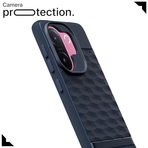 Image of Pikkme Back Cover for Vivo V60e 5G Camera Protection 3D Hexa Cube Design Silicone Protective Bumper Case (Blue)