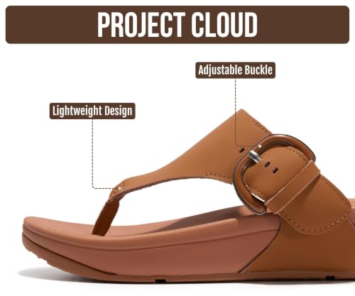 Image of Project Cloud Genuine Leather Women's Sandals - Thong Flip Flops with Plush Soft Insole, Arch Support & Non Slip Outsole - Comfortable Beach & Summer Slides