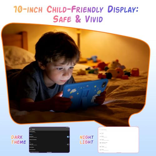 Image of Kids Tablet 10 inch, Android 16 Tablet for Kids Space, Parental Control, 16GB RAM 64GB ROM, 2TB Expand, Includes Case & Stylus Pen, Pre-Installed Educational Apps, Eye Protection, Blue