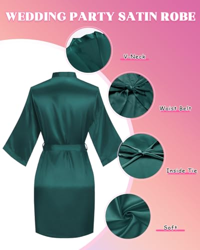 goodmansam 12 Pcs Silky Satin Kimono Robes Bride Bridesmaid Bathrobe for Women Short Sleepwear for Wedding Birthday Party2