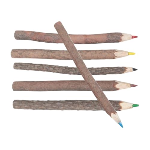 Celuicion - Lápices de madera, juego de lápices de colores de ramita, 6 piezas, herramienta de dibujo retro para eventos, oficina, aula, fiesta, escritura, acampada, escuela