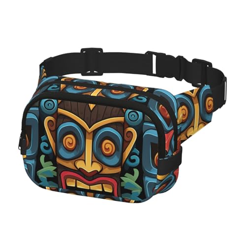 Sac banane noir Tiki pour homme et femme, taille unique réglable