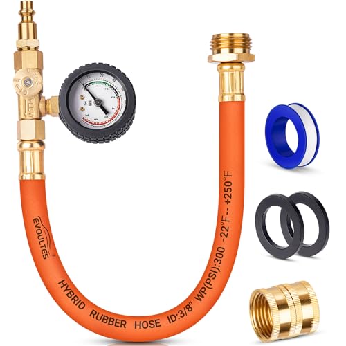 EVOULTES Brass RV Winterizing Kit with Pressure Guage, 17 Inch Garden Hose with 3/4