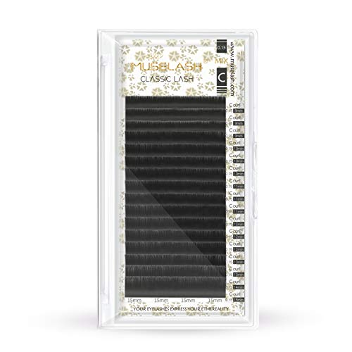 MUSELASH Eyelash Extensions 16 Mix Rows 0.15 Thickness C Curl light lashes Individual Faux Mink Semi-Permanent Salon |8mm- 15mm|
