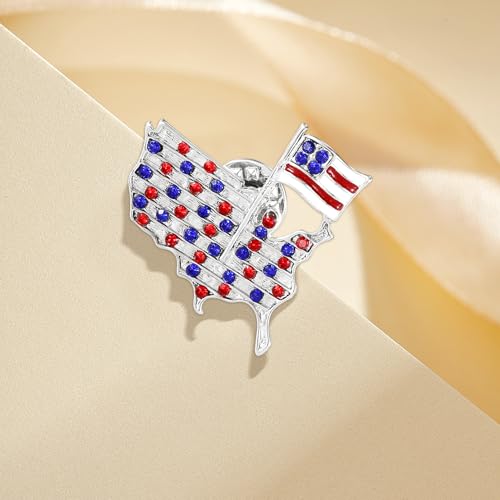 Image of Rhinestone Brooch Pins for Women, Vintage Crystal Enamel Brooches, American Flag Pin Patriotic Lapel Pins Gift for Suit Clothes Bag Accessories