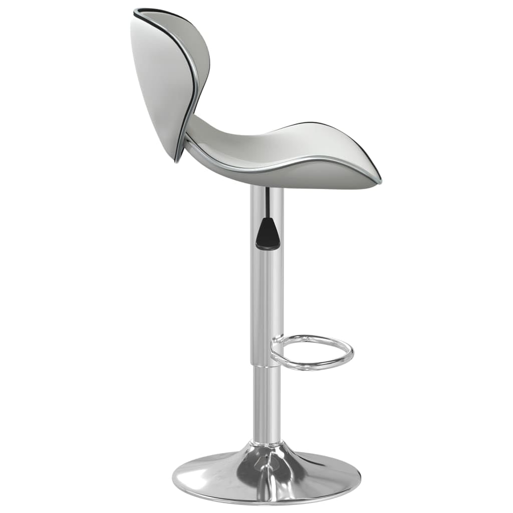 Taboret barowy biała sztuczna skóra z podnóżkiem, obrotowy i z regulacją wysokości, stal chromowana, 45,5 x 45 x 80 – 101 cm, idealny do kuchni, jadalni, baru, baru, baru, baru, salonu