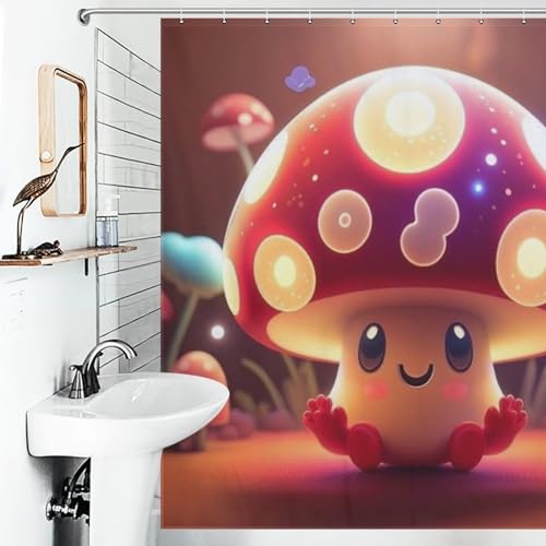 Rideau de douche champignon en polyester lavable pour éliminer les moisissures