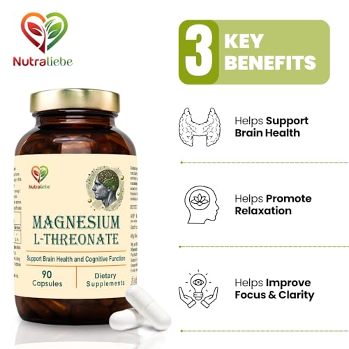 Image of Magnesium L-Threonate, 90 Capsules, Brain Health, Cognitive Support, Promotes Relaxation & Focus, High Absorption Formula