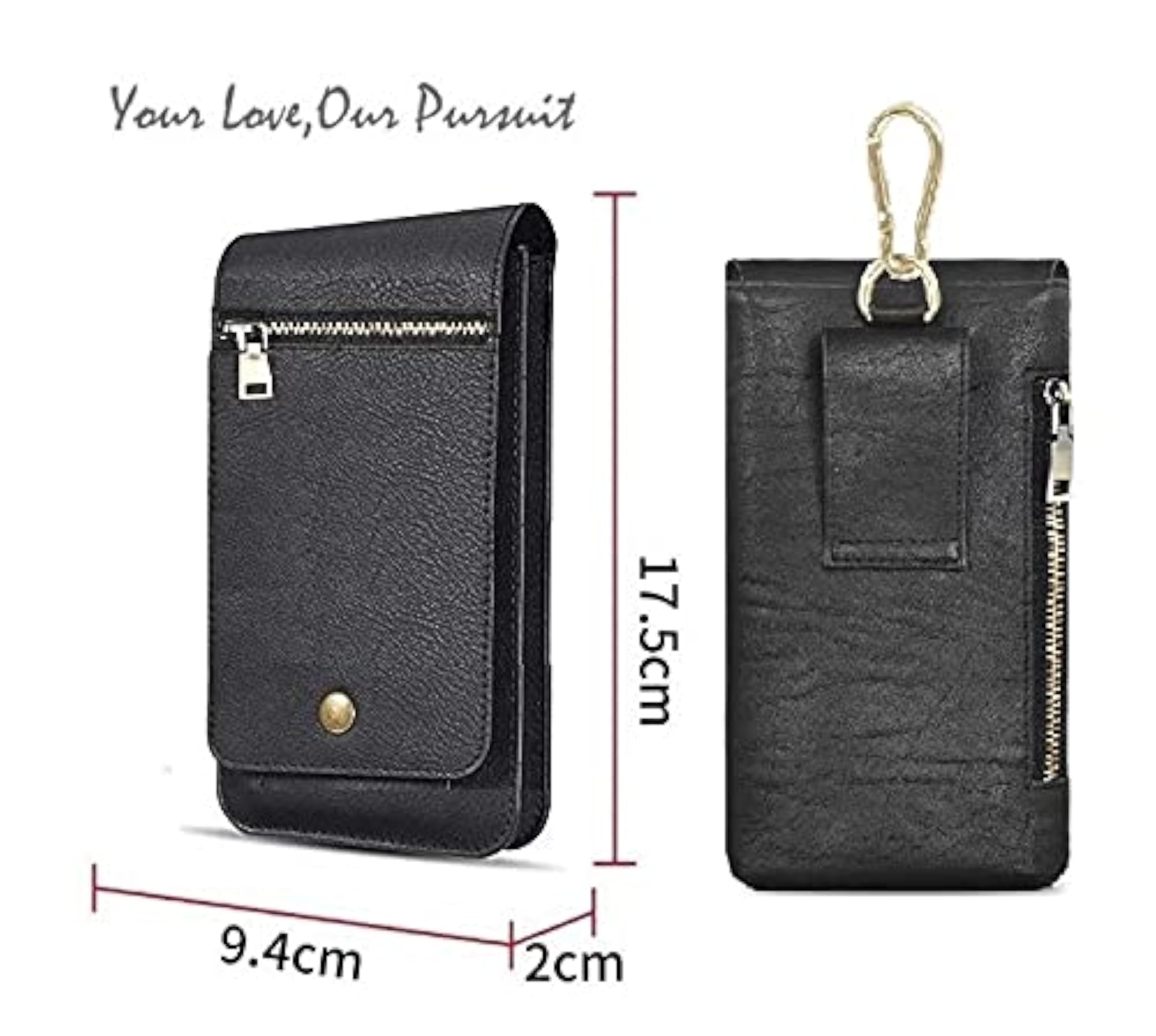 Large Capacity Phone Leather Belt Pouch Waist Bag