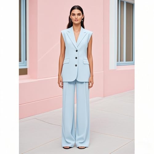 Womens Blazer 2 Piece Outfits Vest Pants Set Summer Business Professional Suits for Wedding Guest2