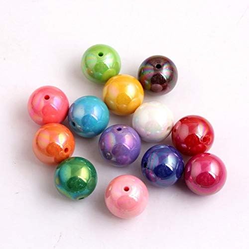 Calvas Cheap AAA Quality Chunky Acrylic Solid AB Bubblegum Beads for Fashion Jewelry Necklace Making 8mm to 20mm - (Color: Random Mixed, Item Diameter: 20mm 100pcs per Bag)