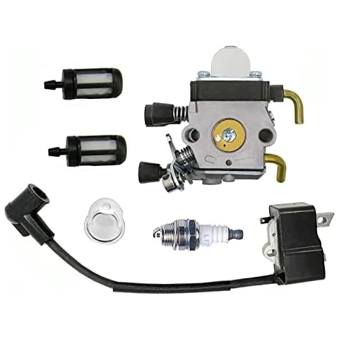 Hippotech Carburetor and Ignition Coil with Spark Plug Primer Bulb Fuel Filter Replacement for STIHL FS75 FS80 FS85 FC85 HT70 HS75 HL75 HT75 HS80 String Trimmer Cover