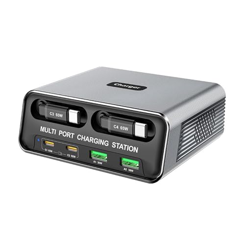Estación de Carga PD 65W con Cable USB Tipo C Integrado 70 cm para Mesa