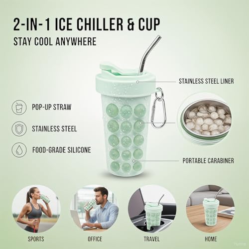 Molde de hielo flexible con pajilla azul miniatura 3